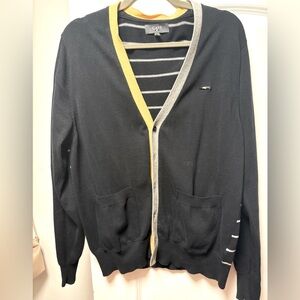 CAVI Men's Black and Gray Cardigan Sweater